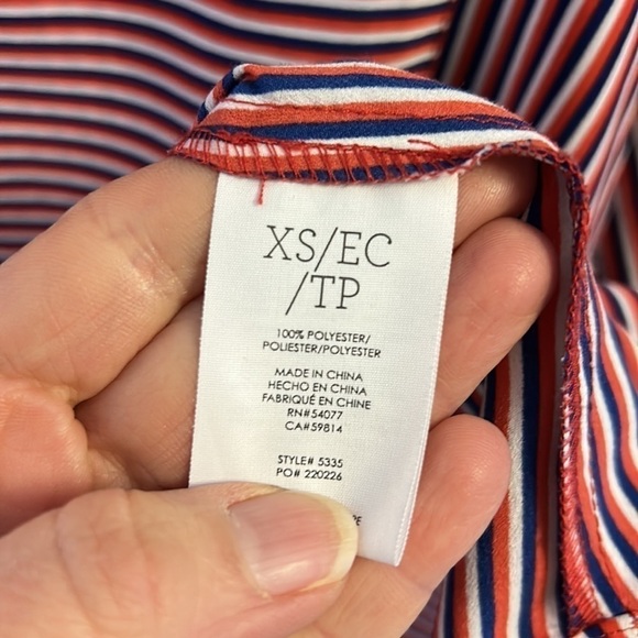 CAbi 5335 Franklin Striped Long Sleeve Spilt V Neck Blouse - Picture 12 of 14